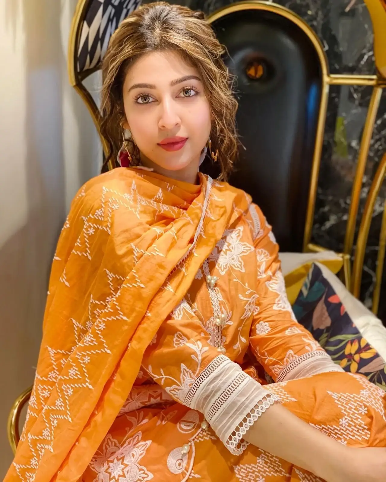 Sonarika Bhadoria in Traditional Orange Dress